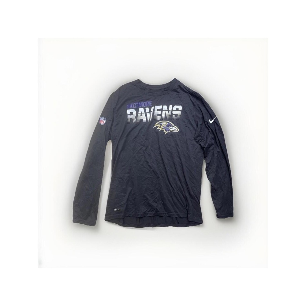 Nike Dri Fit Baltimore Ravens Long Sleeved NFL Training Equip Shirt Sz XL